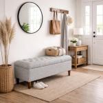 Tufted Ainsley Storage Ottoman Bench - Gray