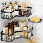 MAXIFFE 3-Pack Corner Shower Caddy Organizers - Black