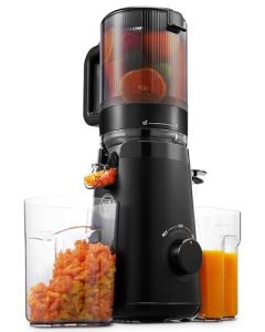 Juicer Machines, TUUMIIST Cold Press Juicer with 5.3" Extra Large Feed Chute Fit Whole Fruits & Vegetables Easy to Clean, High Juice Yield, BPA Free (Black)