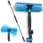 23ft Window Squeegee with Extension Pole, Window Cleaner Tool with 4-Stage Telescoping Pole, Window Cleaning Kit with 5-17ft Pole & Microfibre Cloths & Blades Replacement & Angle Adapter