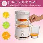 Paris Hilton Electric Citrus Juicer, Mini Portable Cordless Juicer with USB Rechargeable Base, One-Touch Button, Compact Lemon, Lime and Orange Juicer, White