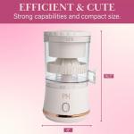 Paris Hilton Electric Citrus Juicer, Mini Portable Cordless Juicer with USB Rechargeable Base, One-Touch Button, Compact Lemon, Lime and Orange Juicer, White