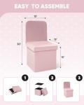 Pink Velvet Storage Ottoman with Seat Back