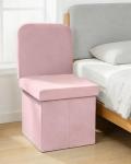 Pink Velvet Storage Ottoman with Seat Back