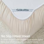 GOKOTTA Split King Sheets Set 5 Pieces, 100% Tanboocel® Rayon Derived from Bamboo Sheets Split King Size, Soft Breathable Sheets, 16" Deep Pocket Sheets with Elastic Corner Straps, Moisture Wicking