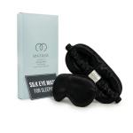MATASSE Silk Eye Mask for Sleeping with Adjustable Elastic Band - 3D Contoured, Eye Cover Sleep Mask w/Genuine Mulberry Silk Including The Strap for Women, Men (Black)