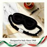 MATASSE Silk Eye Mask for Sleeping with Adjustable Elastic Band - 3D Contoured, Eye Cover Sleep Mask w/Genuine Mulberry Silk Including The Strap for Women, Men (Black)