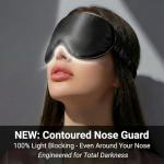 MATASSE Silk Eye Mask for Sleeping with Adjustable Elastic Band - 3D Contoured, Eye Cover Sleep Mask w/Genuine Mulberry Silk Including The Strap for Women, Men (Black)