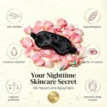 MATASSE Silk Eye Mask for Sleeping with Adjustable Elastic Band - 3D Contoured, Eye Cover Sleep Mask w/Genuine Mulberry Silk Including The Strap for Women, Men (Black)