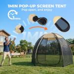 Screen House Mesh Tent, 10 x10 FT Pop Up Outdoor Gazebo with Sun Shade Mosquito Net for Backyard Garden, Beige