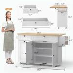 60" Rolling Kitchen Island with Power Outlet