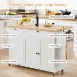 60" Rolling Kitchen Island with Power Outlet