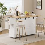 60" Rolling Kitchen Island with Power Outlet