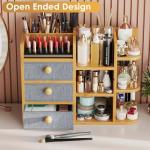 Elegant Bamboo Makeup Organizer with Drawers & Shelves
