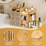 Elegant Bamboo Makeup Organizer with Drawers & Shelves