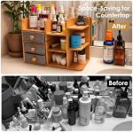 Elegant Bamboo Makeup Organizer with Drawers & Shelves