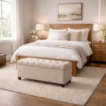 Ainsley Button Storage Ottoman Bench - Tan