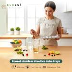 Stainless Steel Ice Cube Trays, 4 Pack with 72 Round Ice Cube Slots - Easy Release, Plastic-Free, Zero Waste