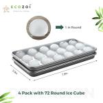 Stainless Steel Ice Cube Trays, 4 Pack with 72 Round Ice Cube Slots - Easy Release, Plastic-Free, Zero Waste