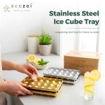 Stainless Steel Ice Cube Trays, 4 Pack with 72 Round Ice Cube Slots - Easy Release, Plastic-Free, Zero Waste