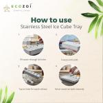 Stainless Steel Ice Cube Trays, 4 Pack with 72 Round Ice Cube Slots - Easy Release, Plastic-Free, Zero Waste