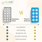 Stainless Steel Ice Cube Trays, 4 Pack with 72 Round Ice Cube Slots - Easy Release, Plastic-Free, Zero Waste