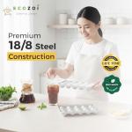 Stainless Steel Ice Cube Trays, 4 Pack with 72 Round Ice Cube Slots - Easy Release, Plastic-Free, Zero Waste