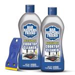 Bar Keepers Friend Cooktop Cleaner (2 x13 oz) + Scraper - Multipurpose Liquid Stovetop Cleanser, Safe for Use on Glass & Ceramic Cooking Surfaces, Copper, Brass, Chrome, Stainless Steel & Porcelain