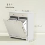 HOMCOM Laundry Hamper Cabinet with 2 Removable Baskets, Tilt Out Laundry Hamper Cabinet with 2 Drawers and 2 Beadboard Doors, Laundry Cabinet Bathroom Storage Cabinet, White