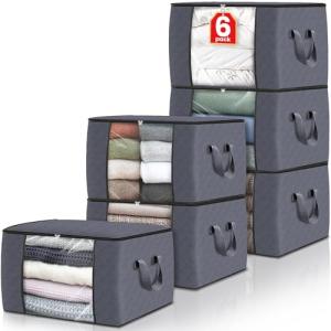 6-Pack Foldable Totes for Clothes and Blanket Storage