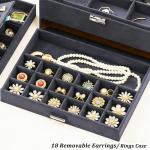Grey Velvet Jewelry Organizer Box with Lock
