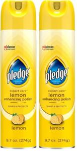 Pledge Multisurface Furniture Polish Spray, Works on Wood, Granite, and Leather, Shines and Protects, Lemon, 9.7 oz (Pack of 2)