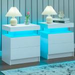 LED Nightstand Set of 2 with Drawers