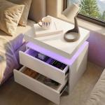 LED Nightstand Set of 2 with Drawers