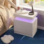 LED Nightstand Set of 2 with Drawers