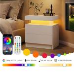 LED Nightstand Set of 2 with Drawers