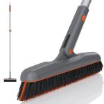 Eazer Grout Brush with Long Handle - Upgrade, 180°Rotation Tile Grout Cleaning Tool, V-Shape Shower Scrubber Cleaner Stiff Bristle for Cleaning Bathroom Wall, Baseboards, Tile Floors - 53in