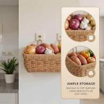 11 inches Wall Hanging Baskets Woven Basket Boho Style Fruit Basket Storage Baskets for Organizing Home Kitchen Garden Plants Hanging Decoration