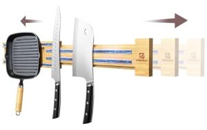Extendable Magnetic Knife Holder for Wall, Magnetic Knife Storage Strip Wooden 16-32 Inch, Use as Knife Bar, Knife Rack, Kitchen Organizers Accessories, Wall Mount, Housewarming, Party, Gift Box