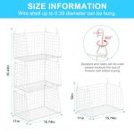 3-Pack Large Hanging Laundry Basket: Wire shelves for Laundry Room Organization with 360°Rotating Hooks Foldable Space Saving Over Washer and Dryer Shelves -Metal Laundry Basket Holder, White Patent