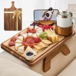 Acacia Wood Clip-On Couch Arm Table Tray