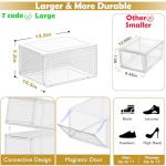 Thicken & Sturdy Clear Shoe Storage Organizer with Magnetic Door, Stackable Boxes for Closet, Foldable Space-Saving Shoe Rack for Sneaker Boot Container, Plastic Shoe Cabinet Shoe Box 6 Pack, White