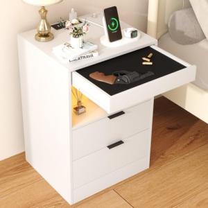 Modern Nightstand with Gun Drawer and Charging Station