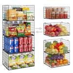4-Pack Stackable Wire Baskets for Pantry Organization