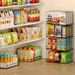 4-Pack Stackable Wire Baskets for Pantry Organization