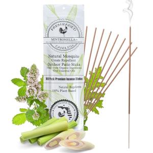 Farm Raised Candles - USA Made Mintronella - Natural Mosquito Repellent – 100 Outdoor Insect Sticks – Citronella & Peppermint – Bug, Fly, Gnat, No-See-Um Repellent for Patio & Camping