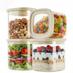 CozNido 4-Pack 25oz Square Glass Pantry Jars