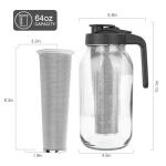 Cold Brew Coffee Maker,64 oz Mason Jar Pitcher with Stainless Steel Filter, Pour Spout Handle Lid, Heavy Duty Glass Airtight & Leak-Proof Pitcher for iced coffee Tea Lemonade