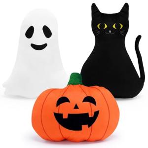 Halloween Ghost and Cat Decorative Throw Pillow
