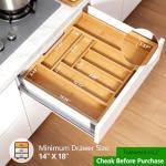 Pipishell Bamboo Expandable Drawer Organizer for Utensils Holder, Adjustable Cutlery Tray, Wood Drawer Dividers Organizer for Silverware, Flatware, Knives in Kitchen, Bedroom, Living Room